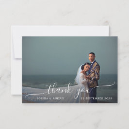 Moderne romantische Foto-Hochzeit Dankeskarte