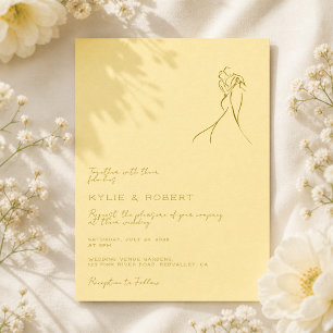 Moderne Romantische Gelbe Hochzeit Einladung