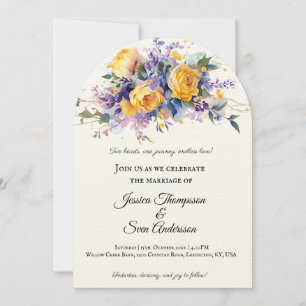 Moderne romantische Hochzeit des Gelben Roses Einladung