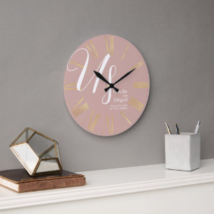 Moderne romantische Hochzeit in den USA auf Dusty  Große Wanduhr