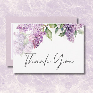 Moderne romantische Hochzeit Lila & Sage Lilacs Dankeskarte