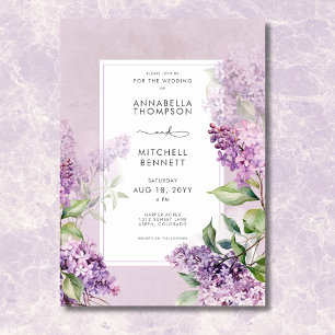 Moderne romantische Hochzeit Lila & Sage Lilacs Einladung