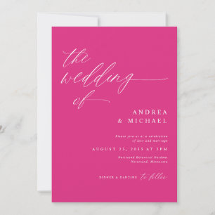 Moderne romantische Hochzeit Magenta Pink Hot Pink Einladung