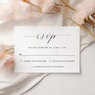 Moderne romantische Kalligrafie Schwarz & Weiß Hoc RSVP Karte