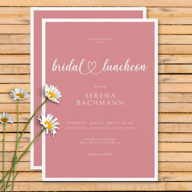 Moderne romantische Minimal Pink Bridal Luncheon Einladung (Modern Romantic Minimal Pink Bridal Luncheon Invitation)