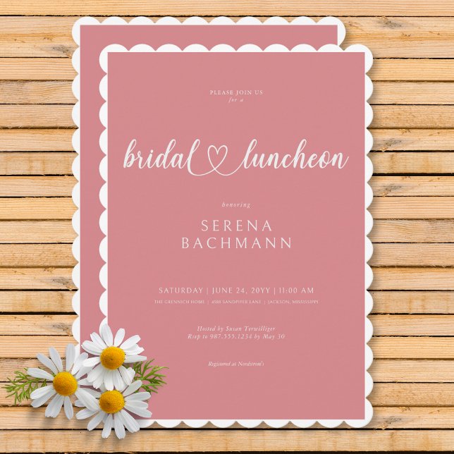 Moderne romantische Minimal Pink Bridal Luncheon Einladung (Modern Romantic Minimal Pink Bridal Luncheon Invitation)