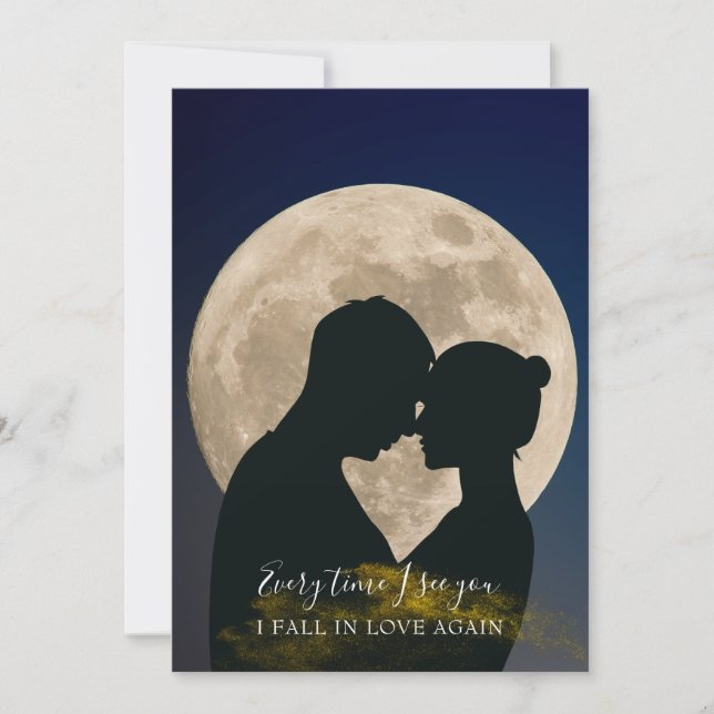 Moderne romantische Moon Couple-Silhouette Save The Date (Vorderseite)