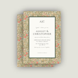 Moderne romantische Morris Blues Pink Hochzeit Einladung