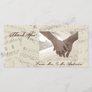 Moderne Romantische Musiknoten Hochzeit Dankeskarte