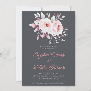 Moderne Romantische Rosen Grau Hochzeit Einladung