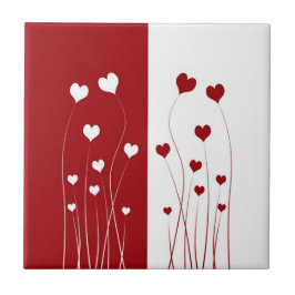 Moderne Romantische Rote Weiße Liebe Herz Fliese