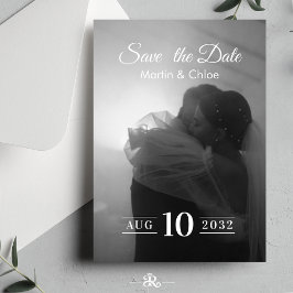 Moderne romantische Schwarz-Weiß-Foto-Hochzeit  Einladung