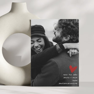 Moderne Romantische Schwarz-Weiß-Hochzeit Herz Save The Date