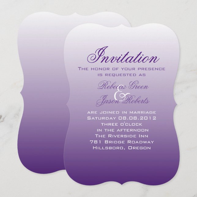 moderne romantische Sommerlila ombre lila Hochzeit Einladung (Vorne/Hinten)