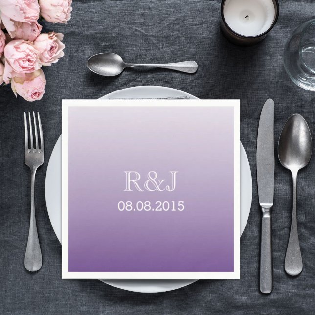 moderne romantische Sommerlila ombre lila Hochzeit Serviette (modern romantic summer lilac ombre purple wedding napkins)