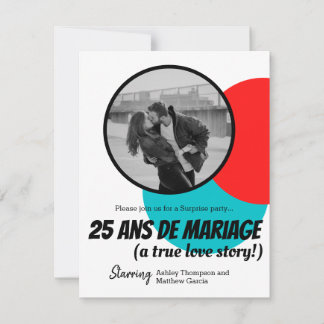 Moderne romantische Überraschung 25. Hochzeitstag Einladung