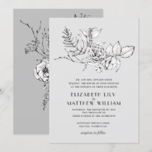Moderne romantische Wildblume Gray Wedding Einladu