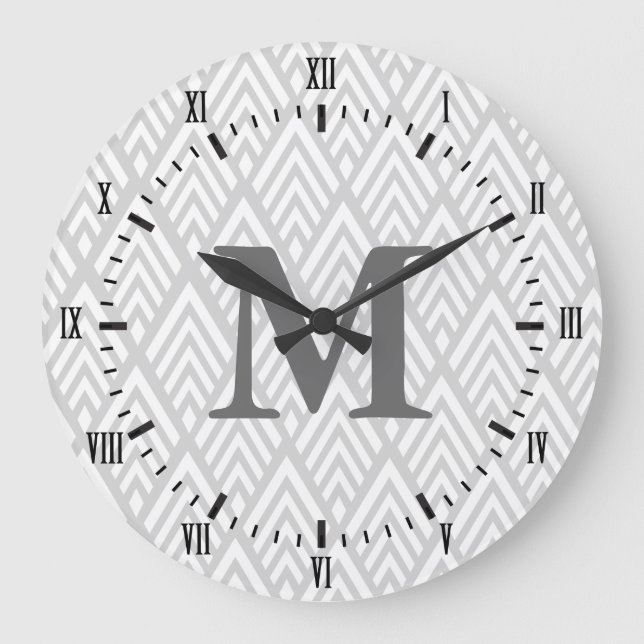 Moderne römische Dekos (Weiß und Grau) Name Große Wanduhr (Vorderseite)