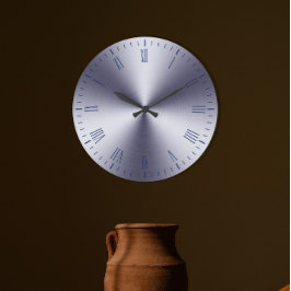 Moderne römische Römerzahl aus gebürstetem Metall Große Wanduhr