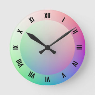 Moderne römische Zahlen über farbenfrohe Pastel Ra Runde Wanduhr