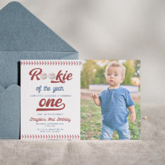 Moderne Rookie des Jahres Foto Baseball Geburtstag Einladung