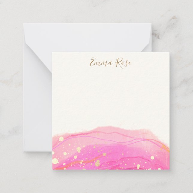 Moderne rosa Abstrakte Aquarellfarben Vielen Dank Mitteilungskarte (Vorderseite)