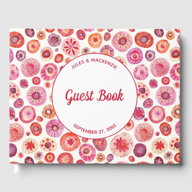 Moderne rosa Abstrakte Hochzeit Gästebuch (Vorderseite)