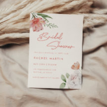 Moderne rosa Aquarell-Blumen-Script-Junggesellinne