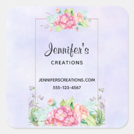 Moderne rosa Aquarellbilder Quadratischer Aufkleber