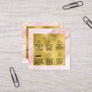 Moderne rosa Aquarellbilder und Goldröckchen Quadratische Visitenkarte