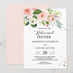 Moderne rosa Aquarellfarben Schönheit Blume & Blät Einladung
