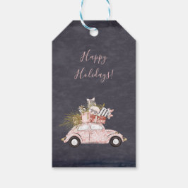 Moderne rosa Auto schwarz Chalk Weihnachten Geschenkanhänger
