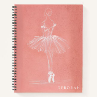 Moderne rosa Ballerina-Skizze mit individuellem Na Notizbuch