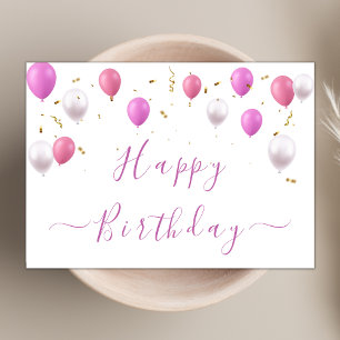 Moderne rosa Balloons Elegantes Happy Birthday Scr Karte
