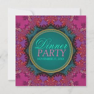 Moderne rosa Batik Abendessen Party Einladung