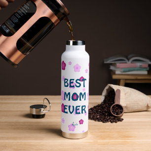 Moderne rosa beste Mama je niedliche Blume Muster Trinkflasche