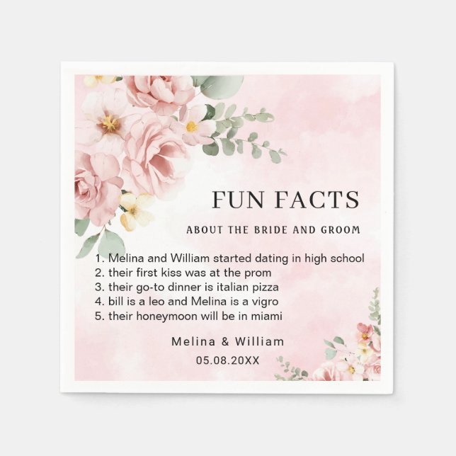 Moderne rosa Bläserspass-Fakten Hochzeiten Serviette (Vorderseite)