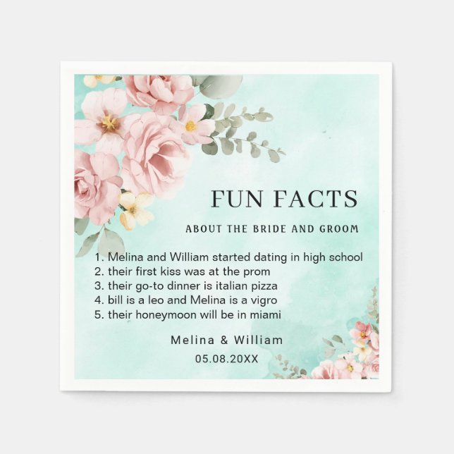 Moderne rosa Bläserspass-Fakten Hochzeiten Serviette (Vorderseite)