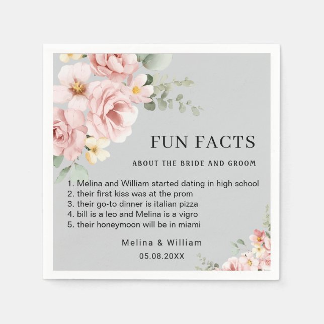 Moderne rosa Bläserspass-Fakten Hochzeiten Serviette (Vorderseite)
