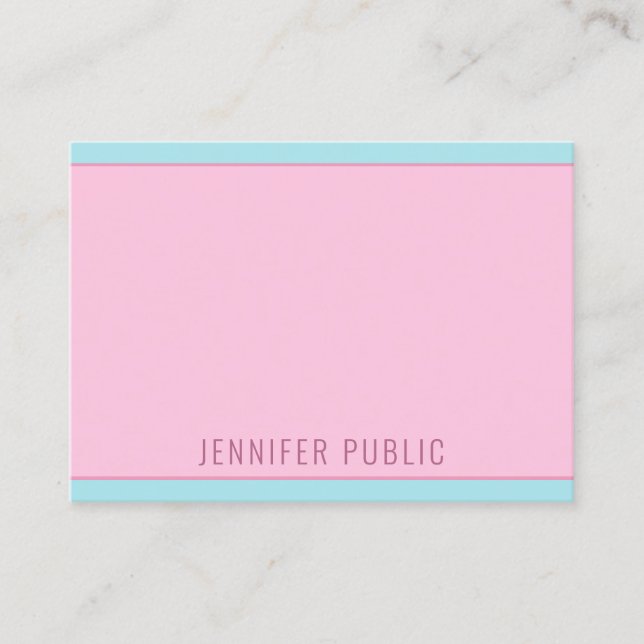 Moderne rosa blaue elegante Minimalistische Vorlag Visitenkarte (Vorderseite)