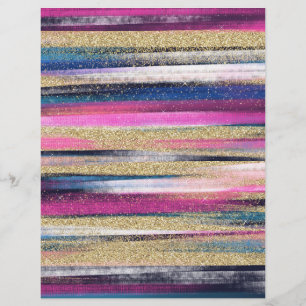 Moderne rosa blaue goldene Glitter-Pinselstriche-M Briefbogen