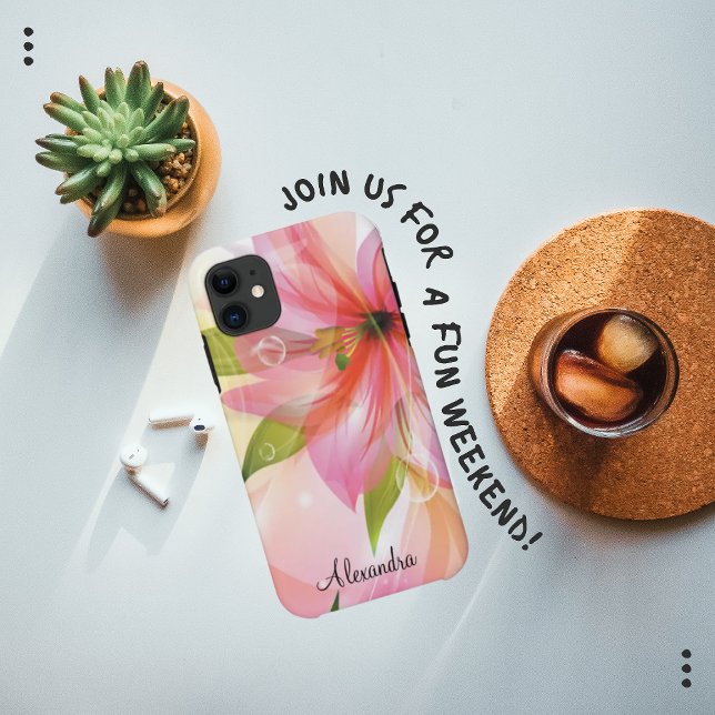 Moderne rosa Blume Abstrakt Monogram Case-Mate iPhone Hülle (Von Creator hochgeladen)