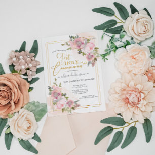 Moderne Rosa Blume Blumen erste Kommune Einladung