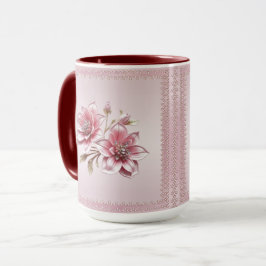 Moderne rosa Blume Blumenkohle Tasse