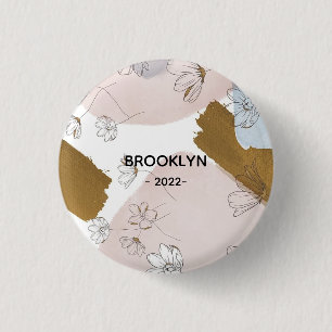Moderne rosa Blume Button