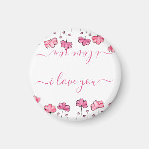 Moderne rosa Blume, ich Liebe Sie Magnet