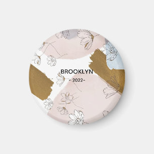Moderne rosa Blume Magnet