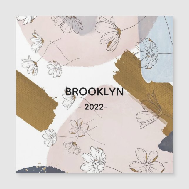 Moderne rosa Blume Magnetkarte (Vorderseite)