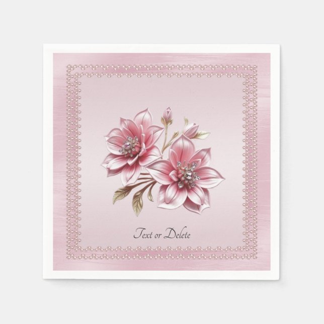 Moderne rosa Blume Napkins Serviette (Vorderseite)