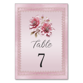 Moderne rosa Blume Tischnummer